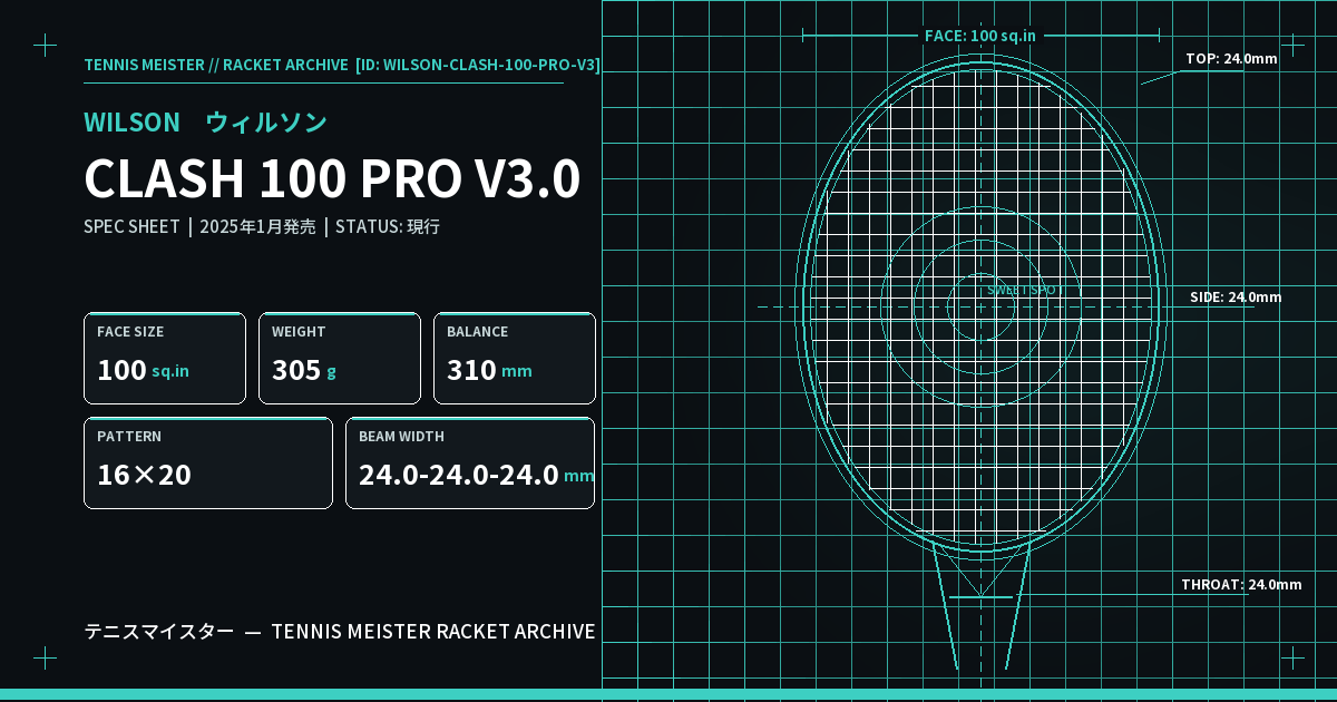 ウィルソン CLASH 100 PRO V3.0 スペックカード