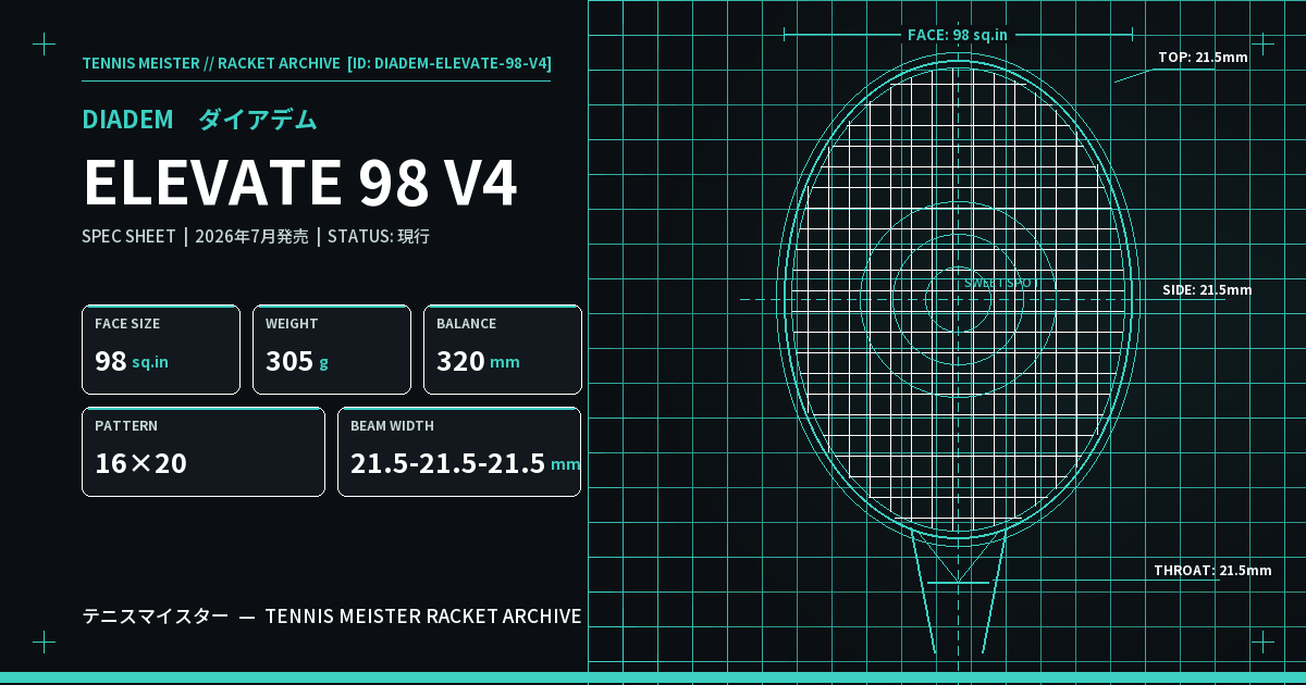 ダイアデム ELEVATE 98 V4 スペックカード