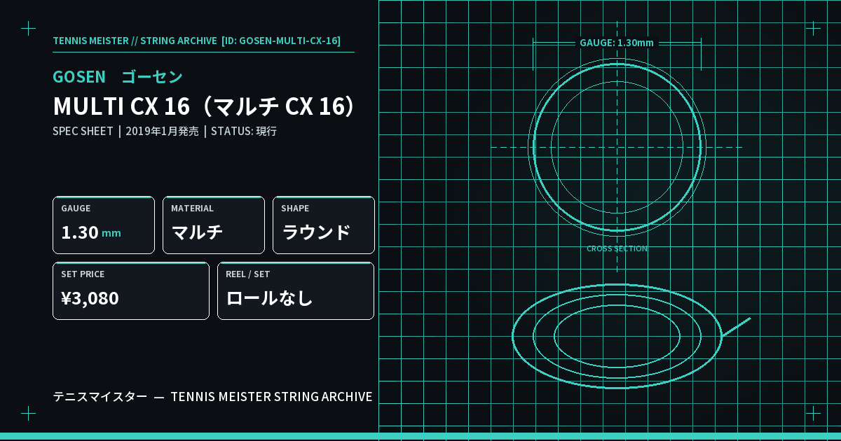 ゴーセン MULTI CX 16（マルチ CX 16） スペックカード